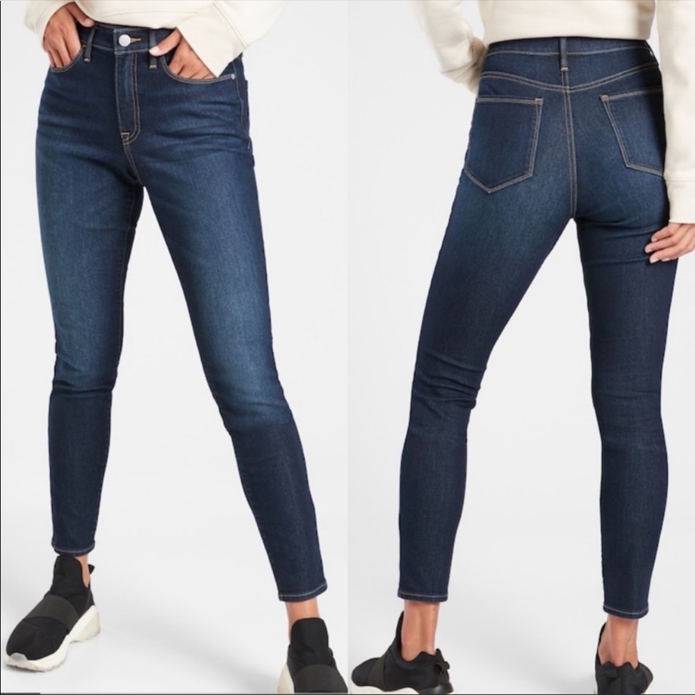 Athleta Dark Wash Stretchy Sculptek Skinny Jeans High Waisted Pants Size 29